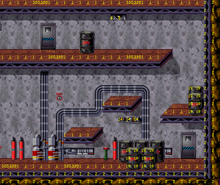 A section of Deep Red's level 6 map with some tile data laid on top.